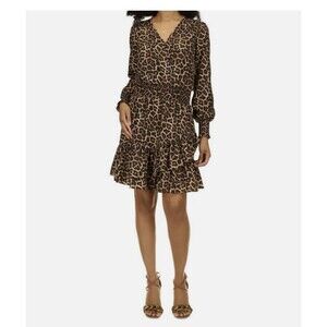 MICHAEL Michael‎ Kors Womens Julia Animal Print Tiered Dress Dark Leopard Small